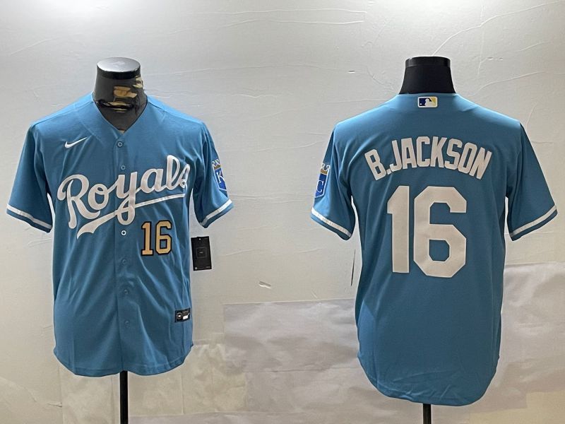 Men Kansas City Royals #16 B.Jackson Light Blue Game 2024 Nike MLB Jersey style 5->kansas city royals->MLB Jersey